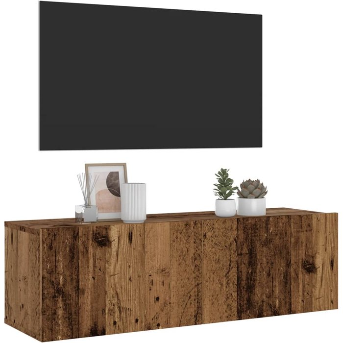 Mueble de tv de pared madera ingeniería envejecida 100x30x30 cm