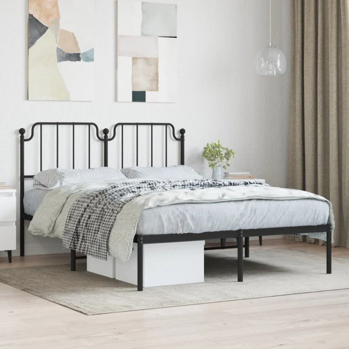 Vidaxl estructura de cama con cabecero metal negro 140x190 cm