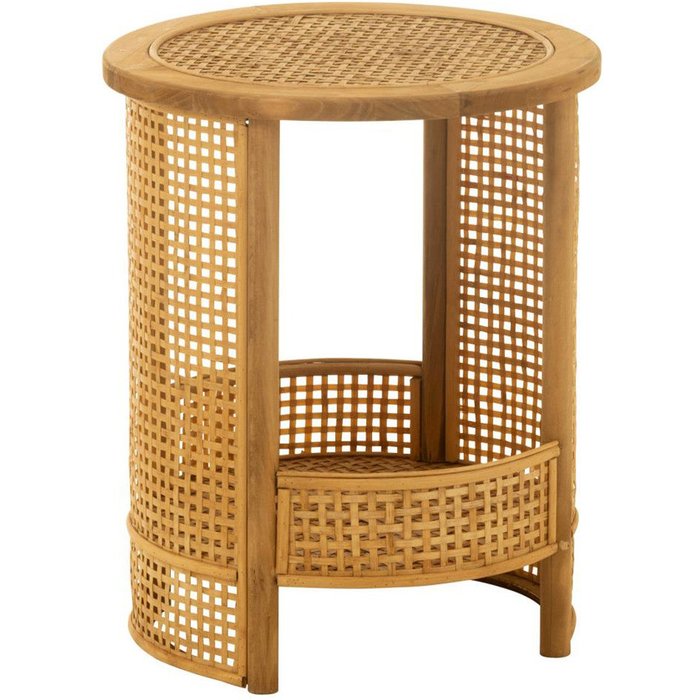 Mesa de centro de ratán con doble estante