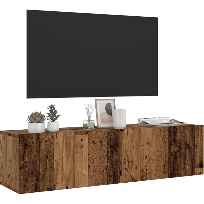 Mueble tv de pared madera vieja 120x30x30 cm madera contrachapada