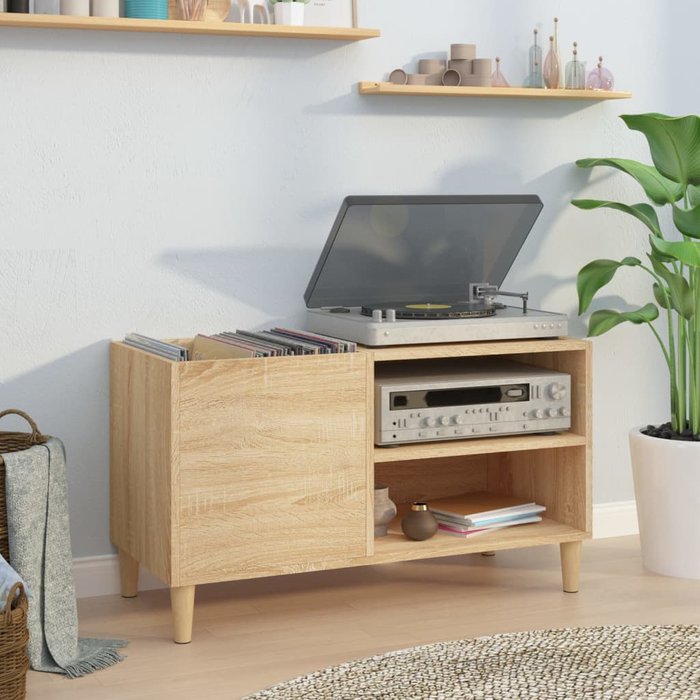 Maison exclusive - mueble discos madera contrachapada roble sonoma 84,5x38x48 cm