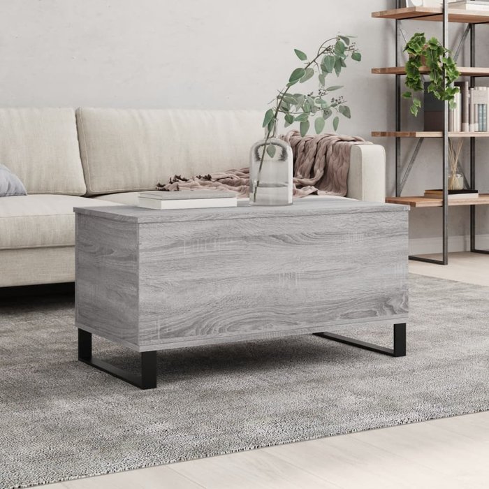 Mesa de centro madera contrachapada gris sonoma 90x44,5x45 cm - comfortxl