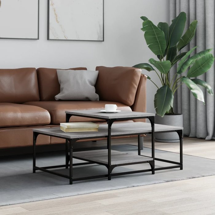 Mesa de centro sonoma gris 102x60x45 cm madera contrachapada