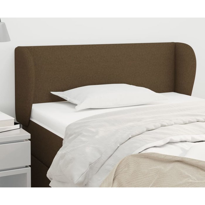 Cabecero con orejas marrón oscuro 93x23x78/88 cm tela