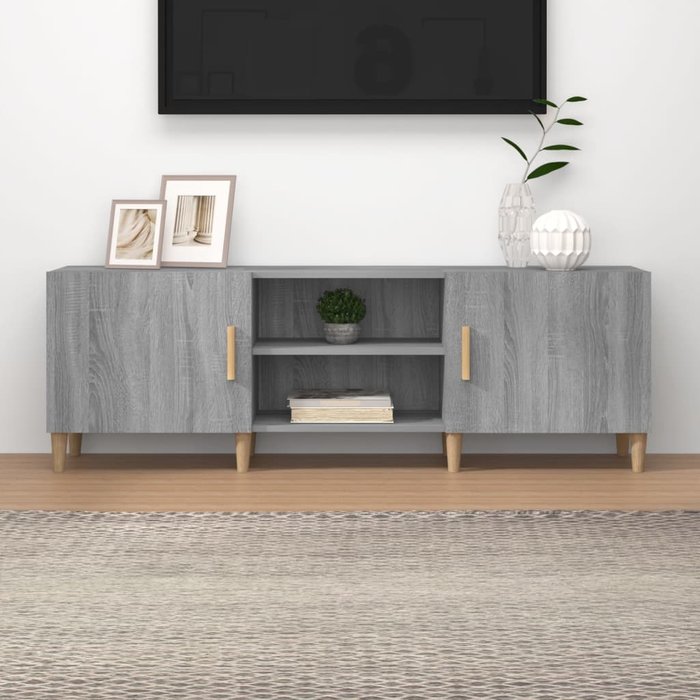Mueble para tv madera contrachapada gris 150x30x50 cm