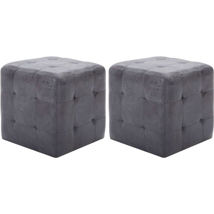 Mesitas de noche 2 uds piel de ante artificial gris 30x30x30cm - comfortxl