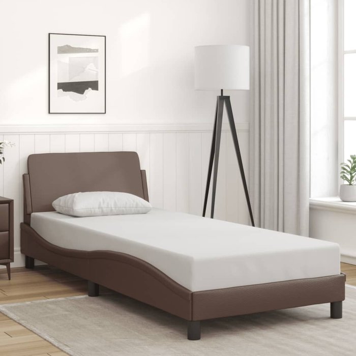 Estructura de cama dover cuero sintético marrón 80x200 cm