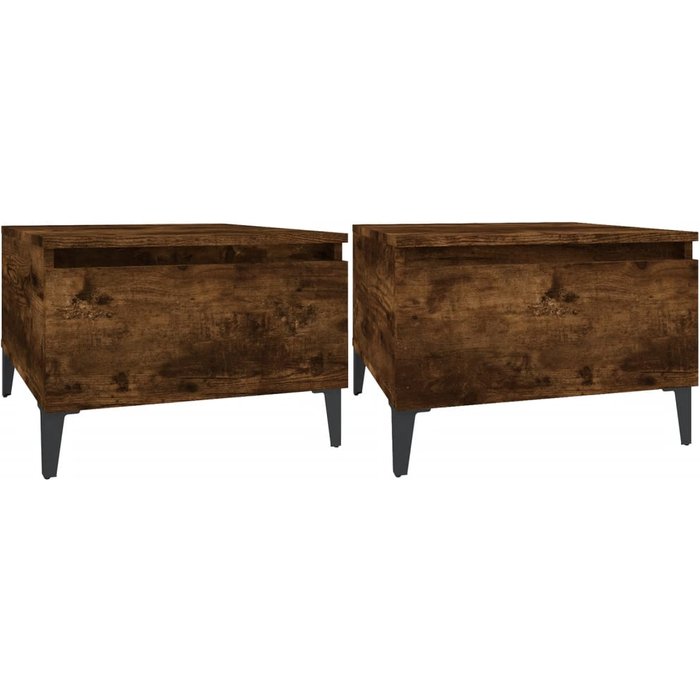 Mesas auxiliares 2 uds contrachapada roble ahumado 50x46x35 cm - comfortxl