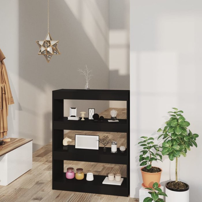 Librería/separador negro 80x30x103 cm madera contrachapada