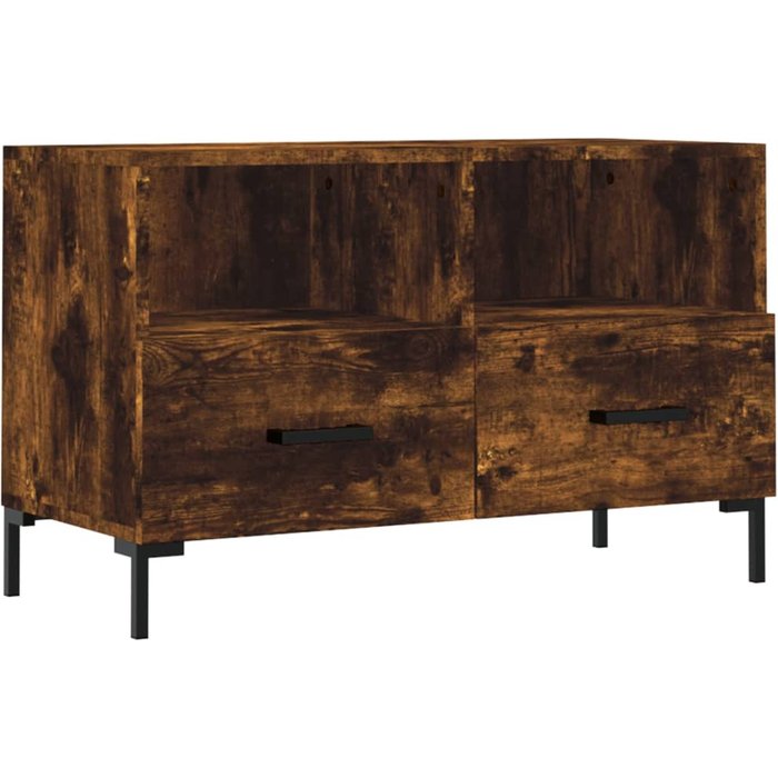 Mueble tv roble ahumado 80x36x50 cm madera contrachapada