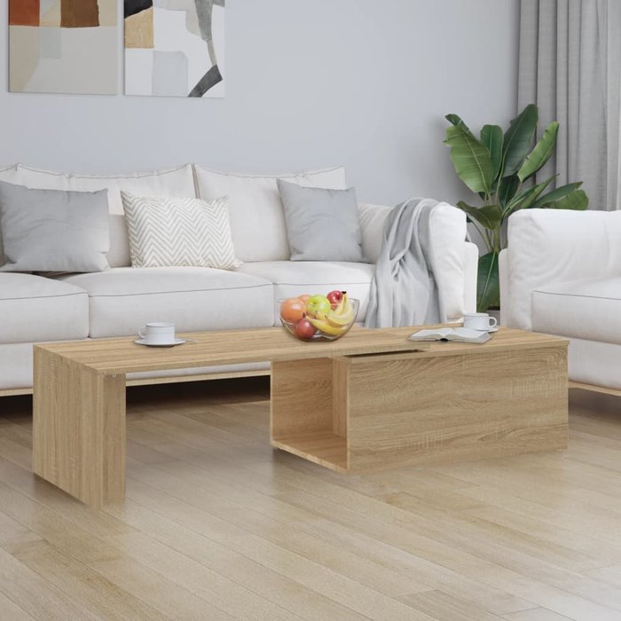 Mesa de centro, roble sonoma, 150x50x35 cm, madera de ingeniería.