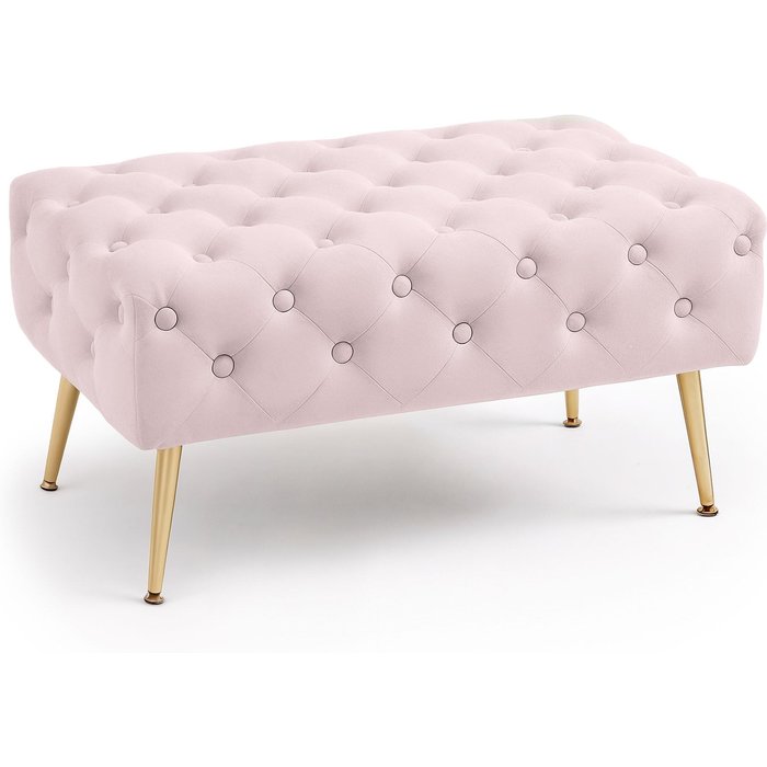 Banco acolchado de terciopelo capitoné 80 cm madrid rosa empolvado