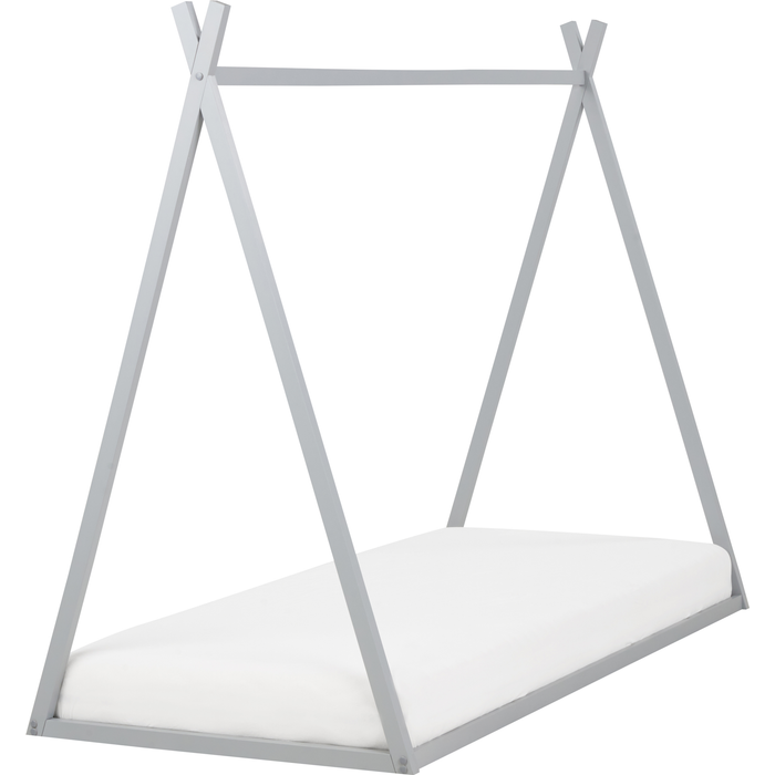 Beliani cama con dosel de madera gris 90 x 200 cm saurat