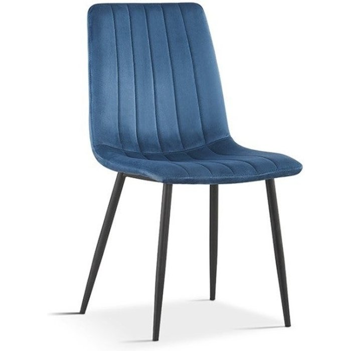 Silla bruce – terciopelo azul – patas de metal negro – h86 x l45 x p55 cm