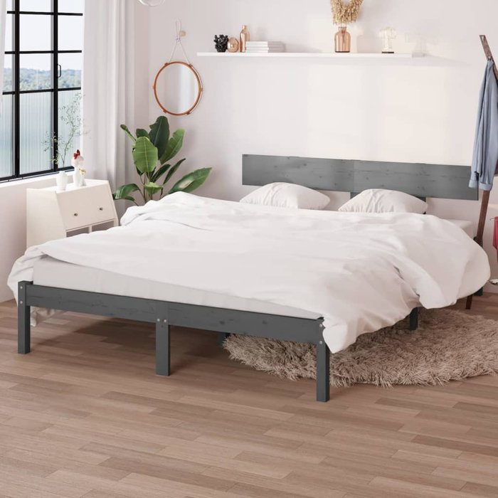 Estructura de cama sin colchón madera maciza gris 140x190 cm vidaxl