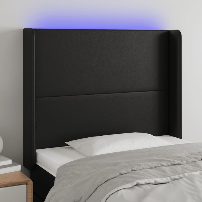 Maison exclusive - cabecero con led cuero sintético negro 93x16x118/128 cm