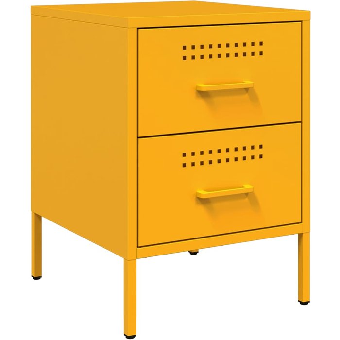 Mesita de noche de acero amarillo mostaza 36x39x50,5 cm - comfortxl