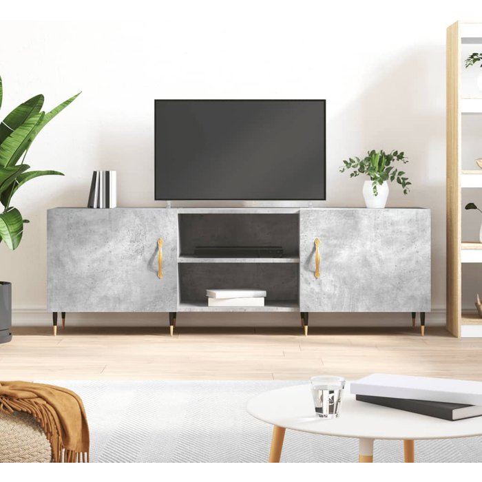 Maison exclusive - mueble de tv madera de ingeniería gris hormigón 150x30x50 cm