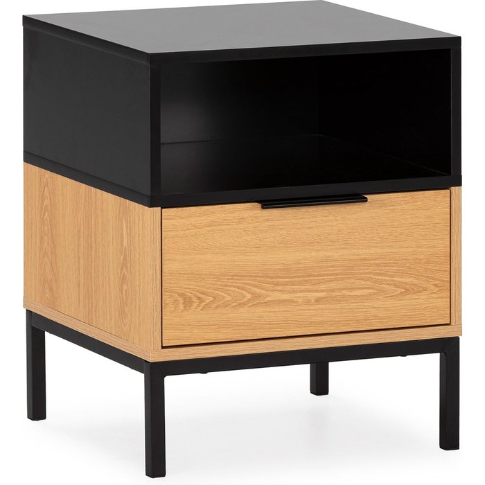 Mesita de noche nieve 1 cajón roble