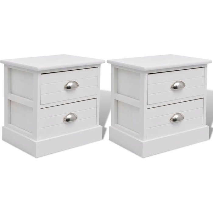 Mesita de noche 2 piezas blanco