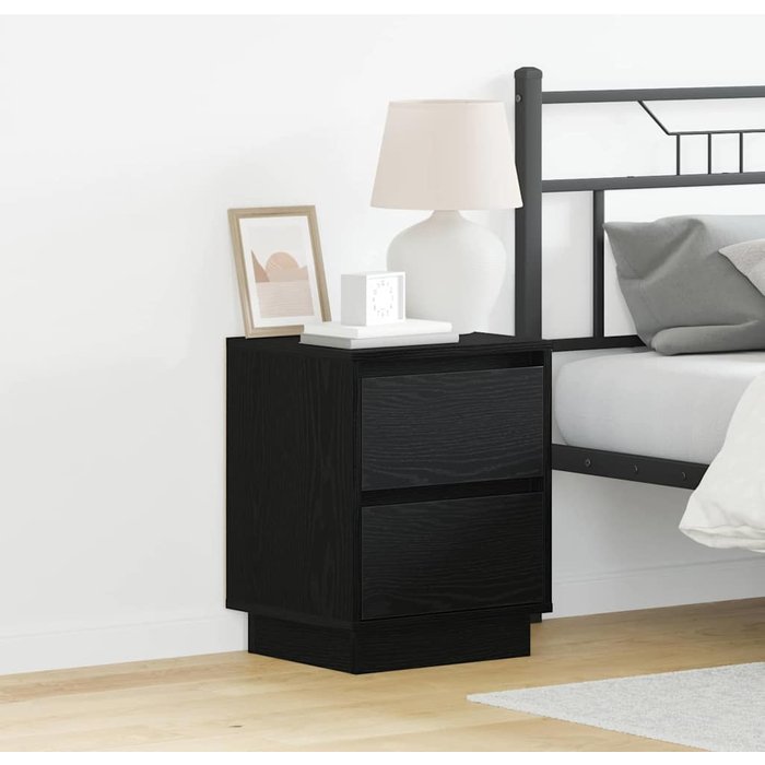 Mesita de noche, 2 piezas, roble negro, 39 x 34,5 x 50 cm