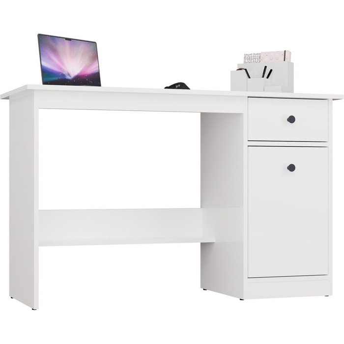 Chester escritorio - 1 cajón con armario - 120x75x45 cm - blanco