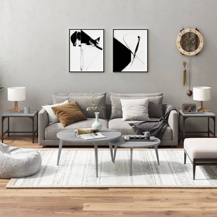 Maison exclusive - mesas auxiliares 2 uds contrachapada gris sonoma 40x40x35 cm