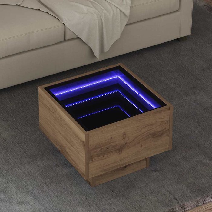 Mesa de centro de roble hecha a mano, 40 x 40 x 30 cm, madera de ingeniería.