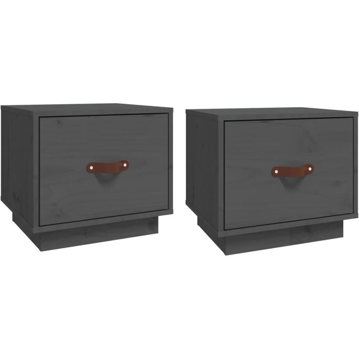 Mesitas de noche 2 uds gris 40x34x35 cm madera maciza de pino