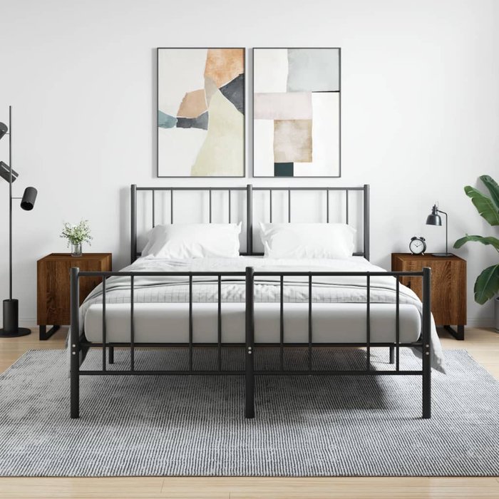 Mesitas de noche de 2 piezas, roble marrón, 40x40x50cm, madera de ingeniería.