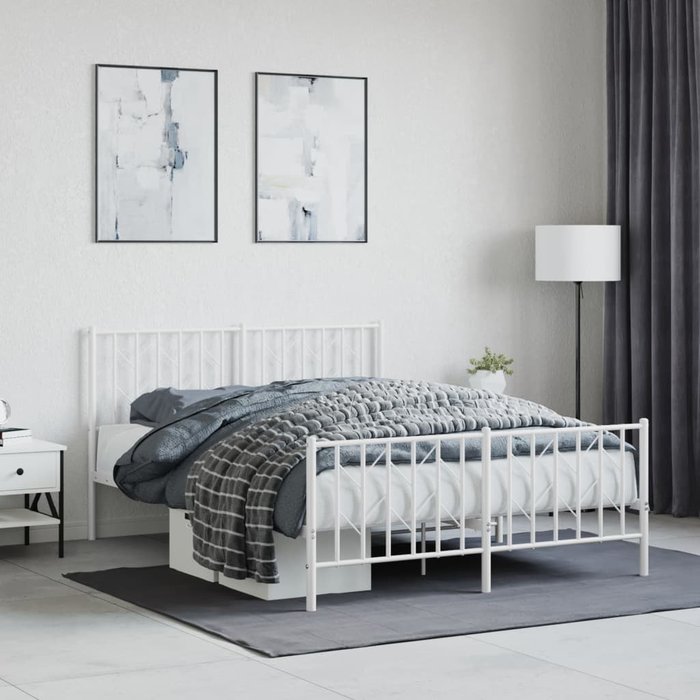 Estructura cama sin colchón con estribo metal blanco 135x190 cm vidaxl