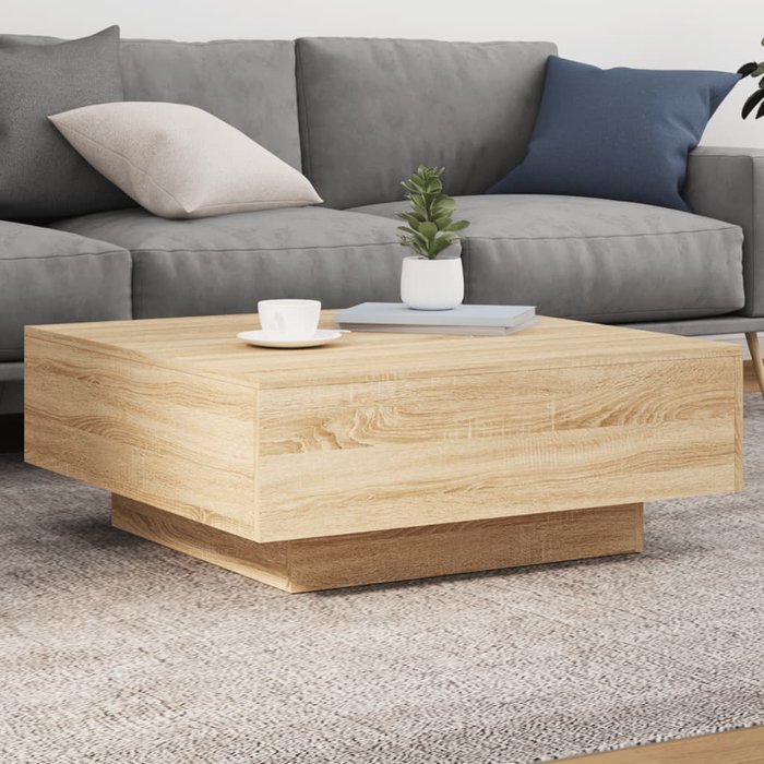 Mesa de centro roble sonoma 80x80x31 cm madera contrachapada
