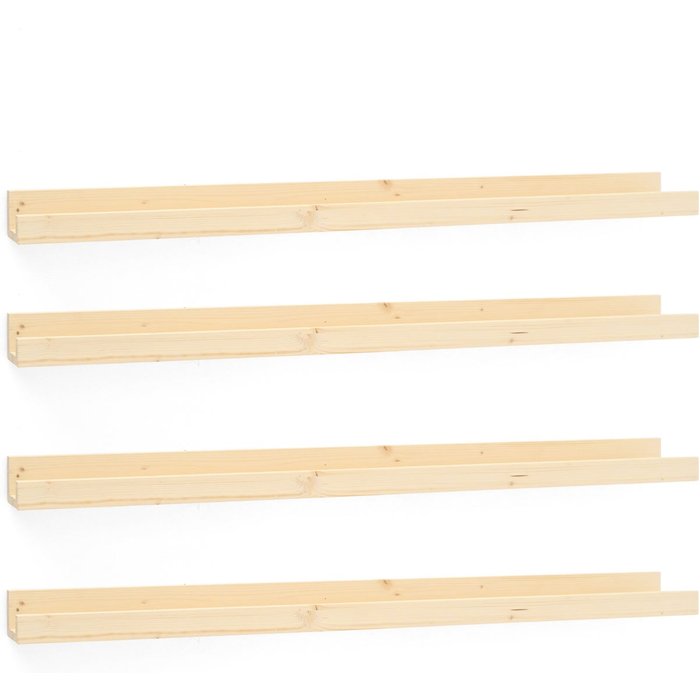 Duc - pack 4 estantes de madera maciza flotante tono natural 50cm - decowood