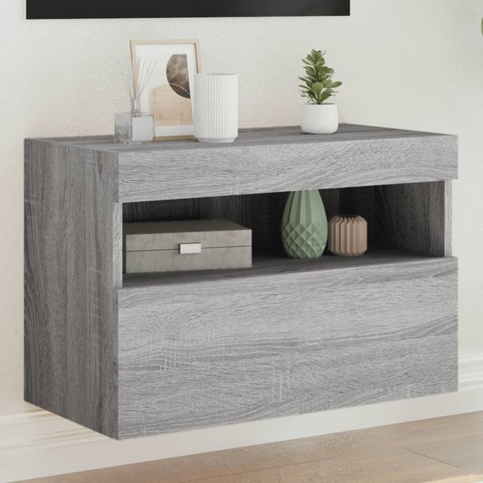 Maison exclusive - mueble de tv de pared con luces led gris sonoma 60x30x40 cm