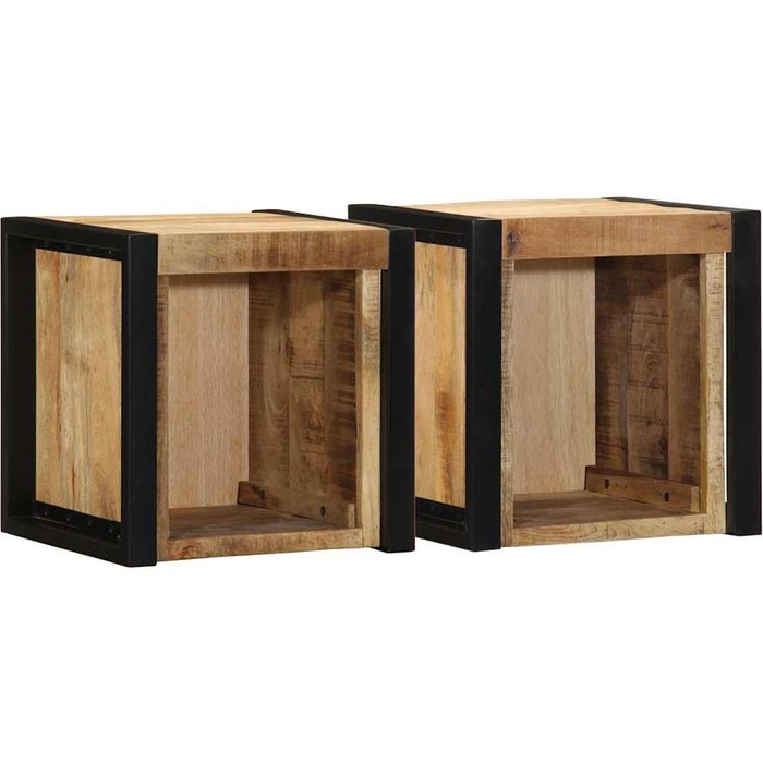Mesitas de noche 2 piezas 40x35x40cm madera maciza rugosa mango vidaxl