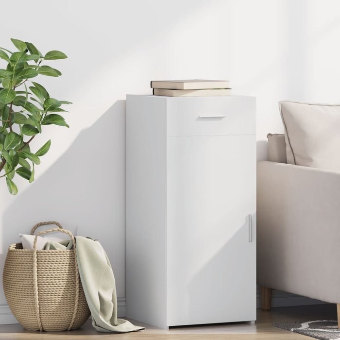 Aparador blanco de 40x42,5x93 cm, madera de ingeniería.