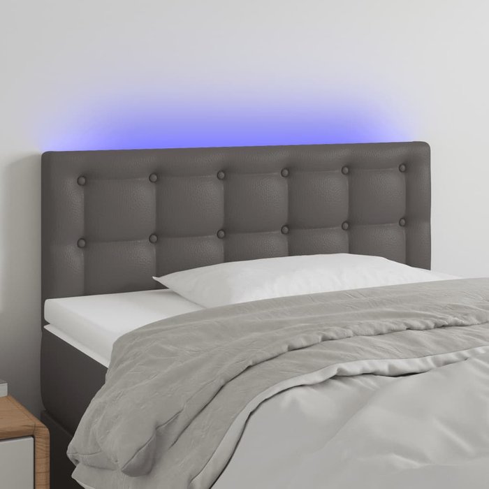 Cabecero led gris 100x5x78/88 cm piel sintética - comfortxl
