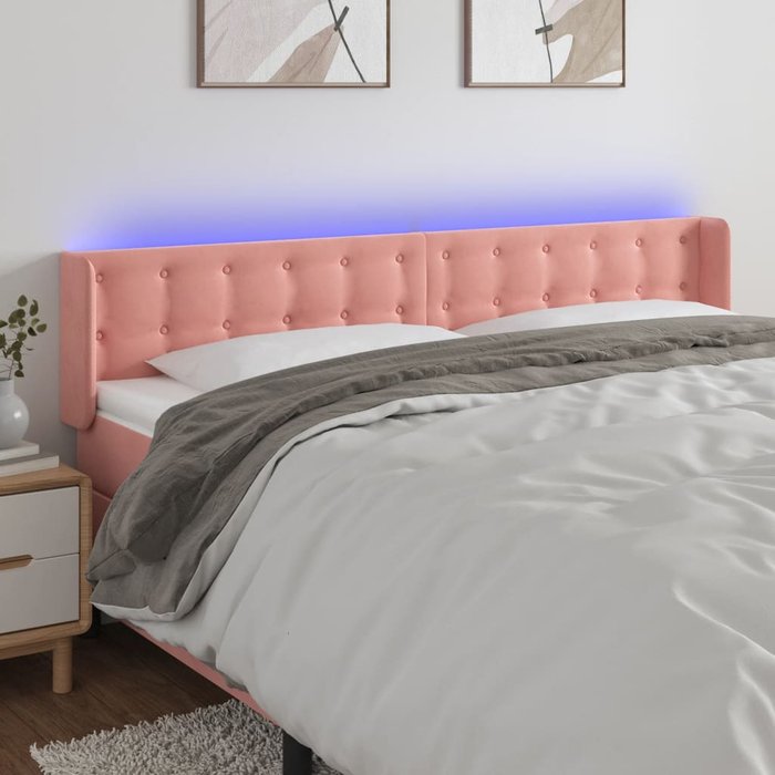 Cabecero led rosa 183x16x78/88 cm terciopelo