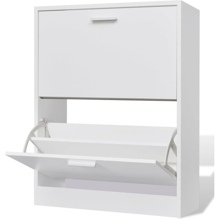 Zapatero de madera con 2 compartimentos blanco