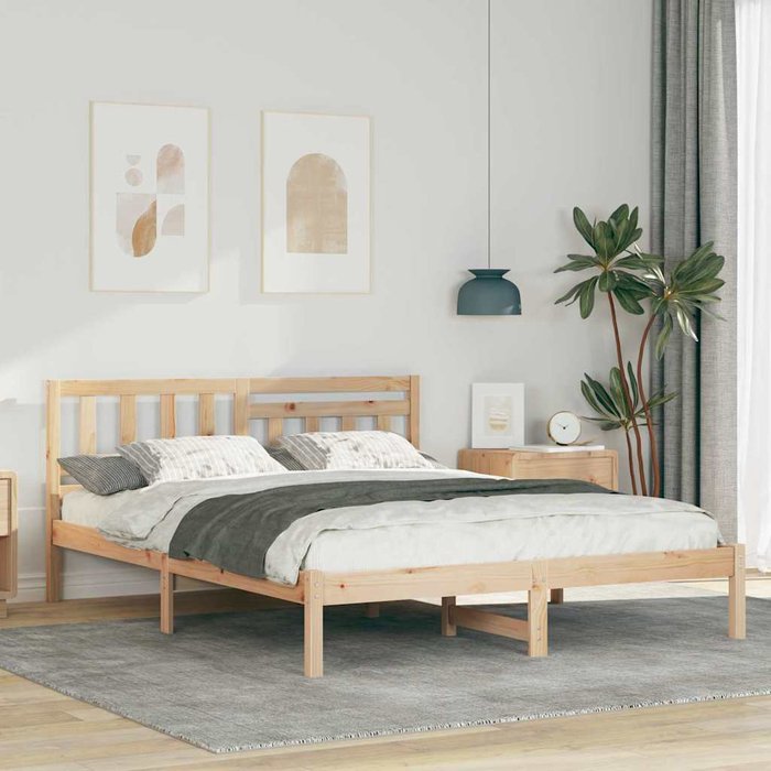 Estructura de cama marrón 140 x 200 cm madera de pino macizo vidaxl