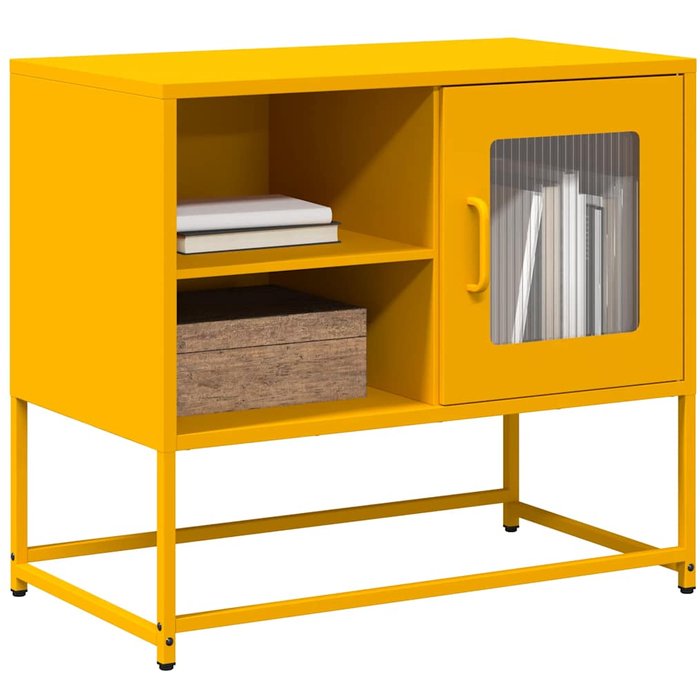 Maison exclusive - mueble para tv de acero amarillo mostaza 68x39x60,5 cm