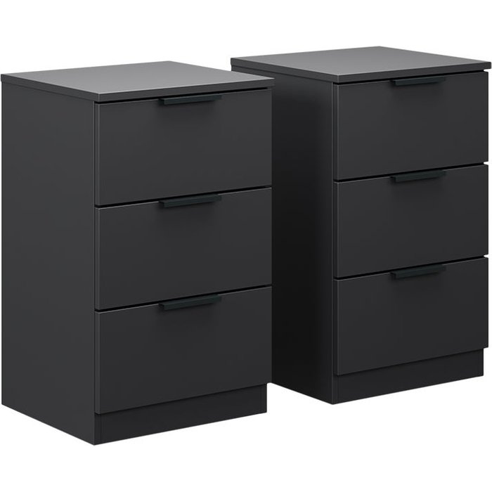 Vicco mesilla de noche fino, negro, con cajones