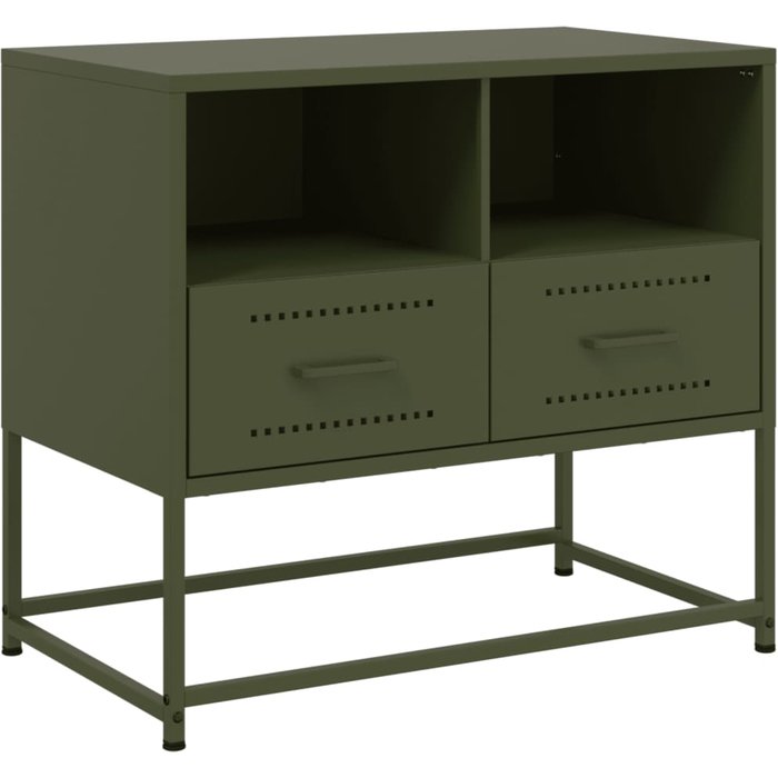 Mueble para tv de acero verde oliva 68x39x60,5 cm - comfortxl