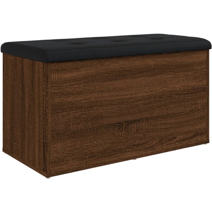 Banco con almacenaje madera ingeniería roble ahumado 82x42x45cm - comfortxl