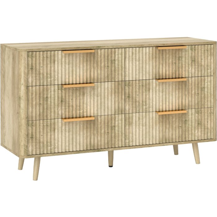 Cómoda para dormitorio homcom mdf roble 120x40x76 cm 831-987v01ak