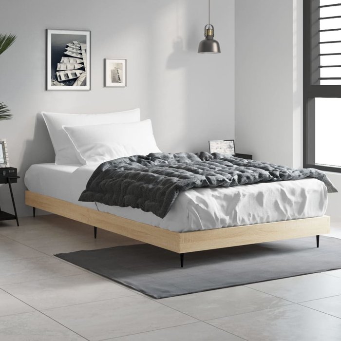 Vidaxl estructura de cama sin colchón madera roble sonoma 90x190 cm