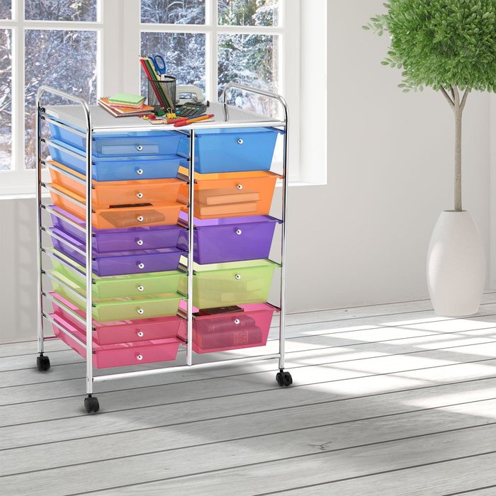 Carrito organizador con ruedas 15 cajones - mueble para baño y oficina