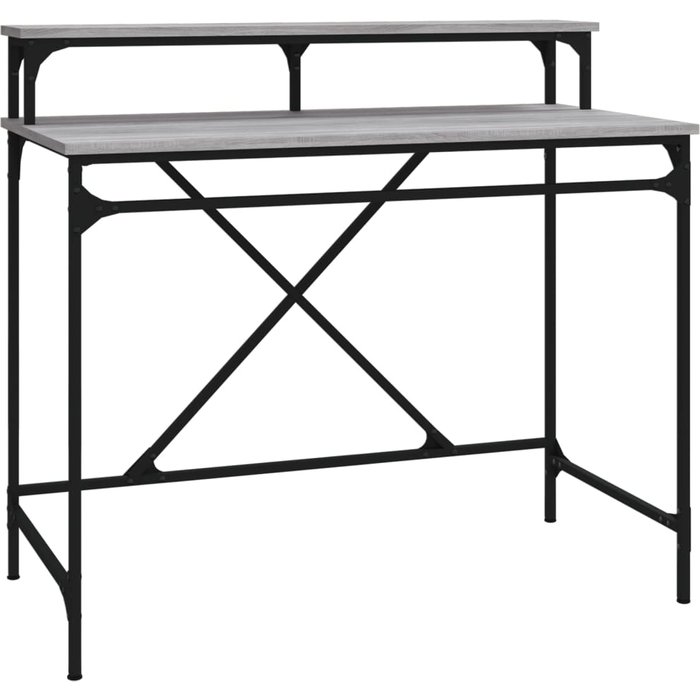 Escritorio de hierro y contrachapada gris sonoma 100x50x90 cm - comfortxl