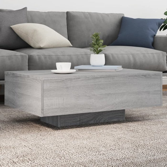 Vidaxl mesa de centro con luces led gris sonoma 85x55x31 cm