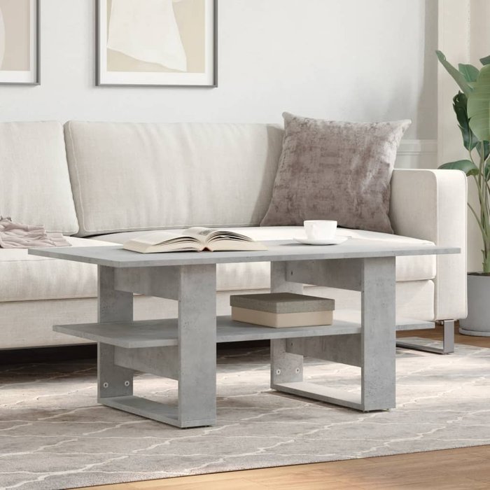 Mesa de centro gris cemento 102x55x42 cm madera contrachapada
